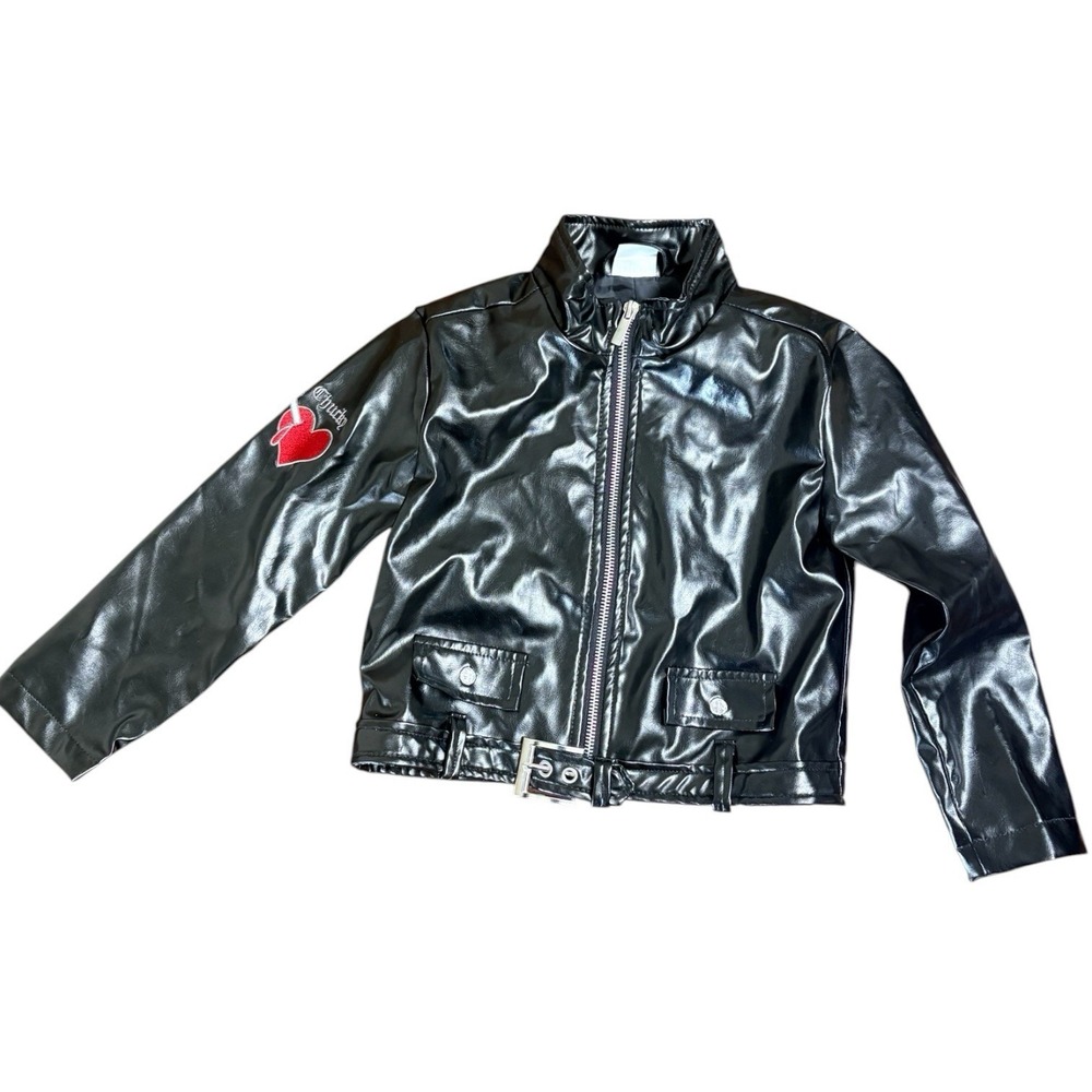 Spirit Chucky Bride Costume Faux Leather Jacket Kids 5-6T Halloween Black Belt
